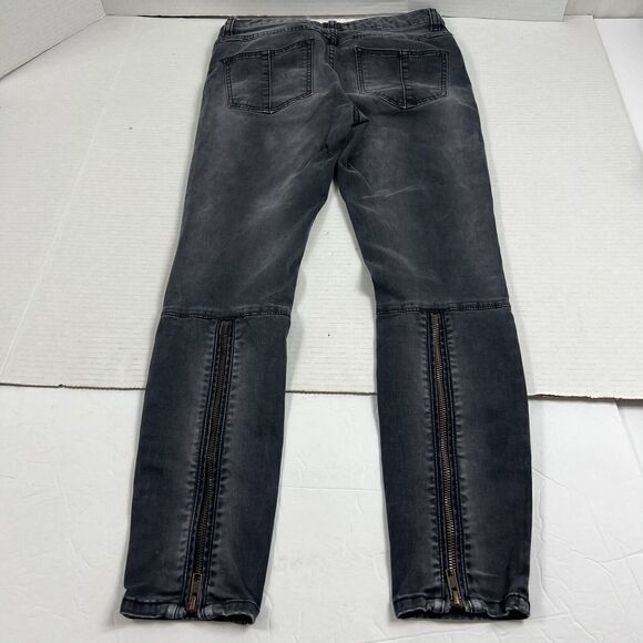 Free People Jeans Gray Black Stretch Button Long Ankle Zippers Skinny Size W 26 - Picture 3 of 13